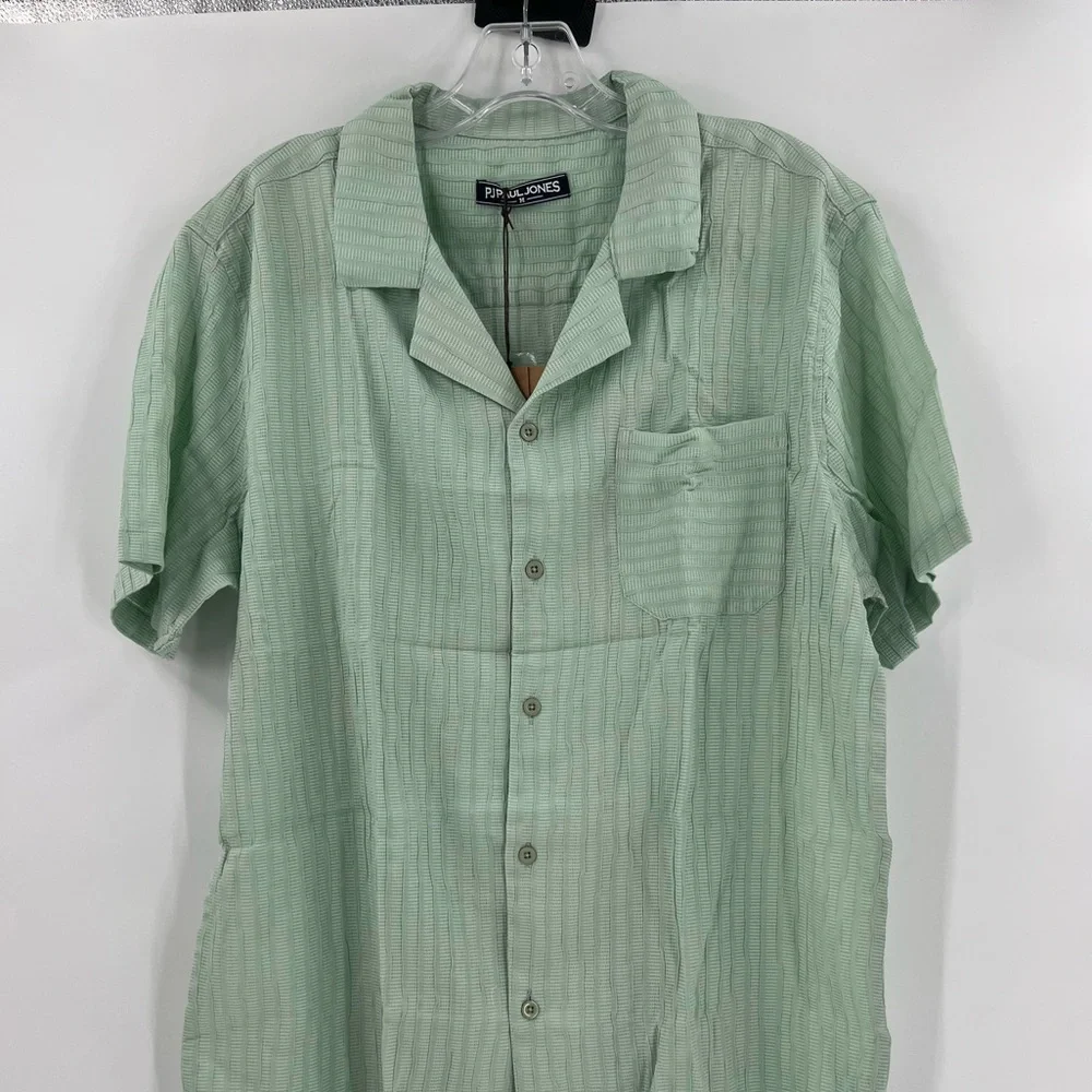 PJ PAUL JONES Mens Button Down Shirt Casual Short Sleeve Shirts medium